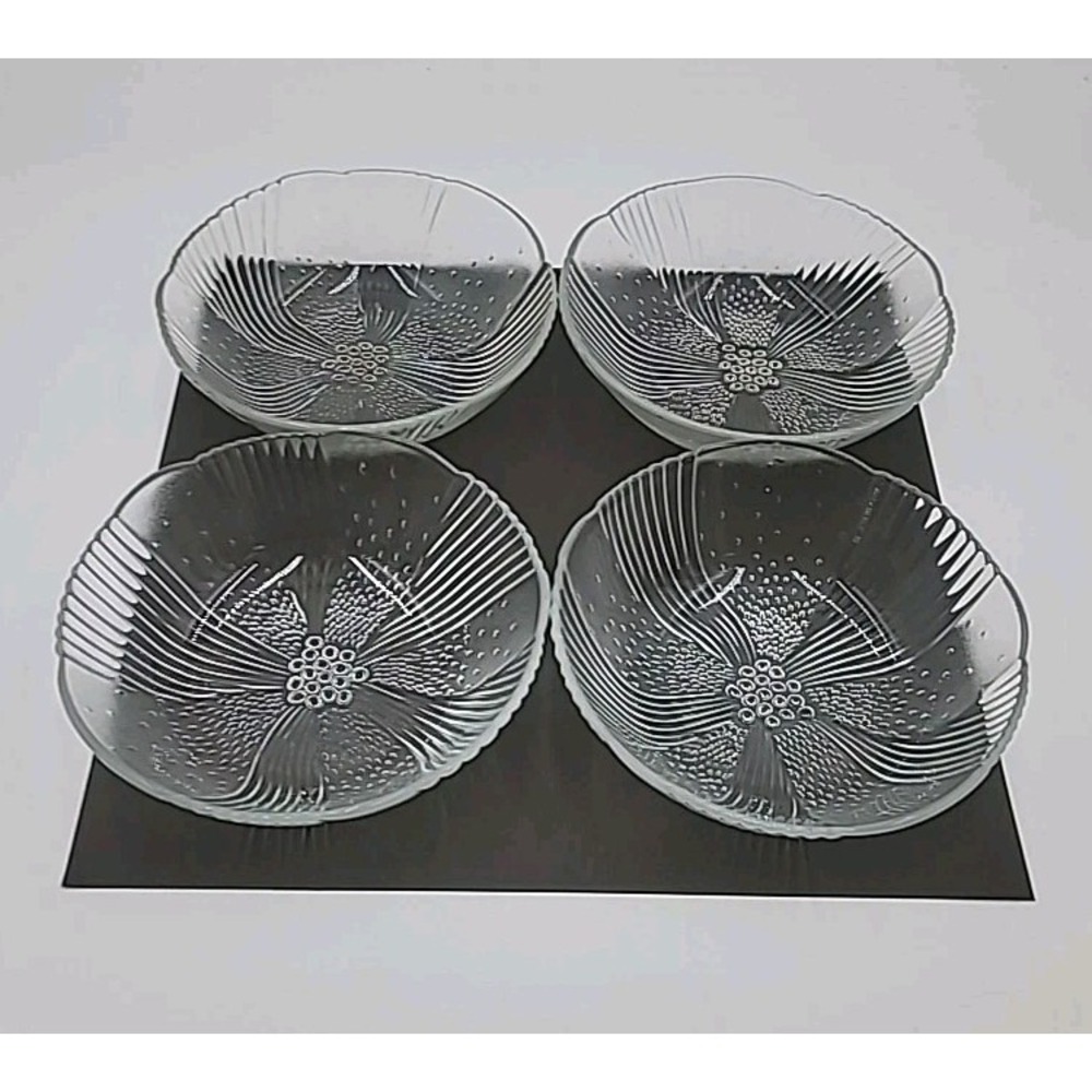 Set of 4 Vintage 5" Libbey Harmony Clear Glass Dessert‎ Berry Bowls 5"
